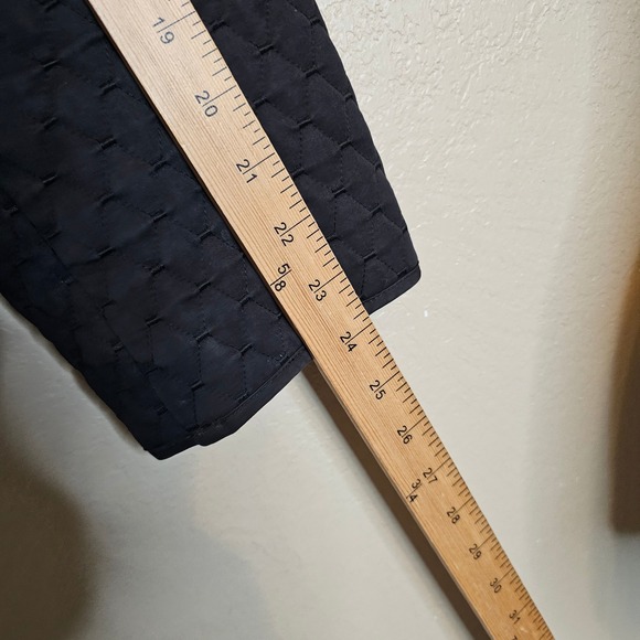 St John XL Black Quilted Jacket Gold Logo Buttons Collarless Coat - Picture 8 of 10